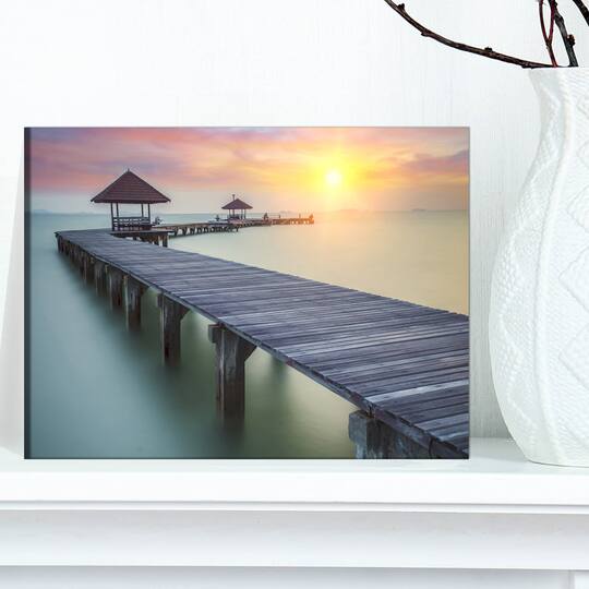 Designart - Wooden Sea Bridge and Sunset